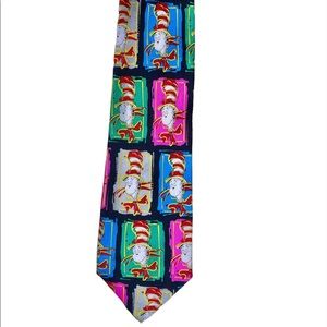 Vintage 1994 Seuss Wear Cat In The Hat 100% Silk Mens Tie Dr Seuss